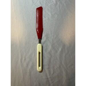 Vintage Bonny Red Long Thin Serrated Spatula Icing Spreader With White Handle